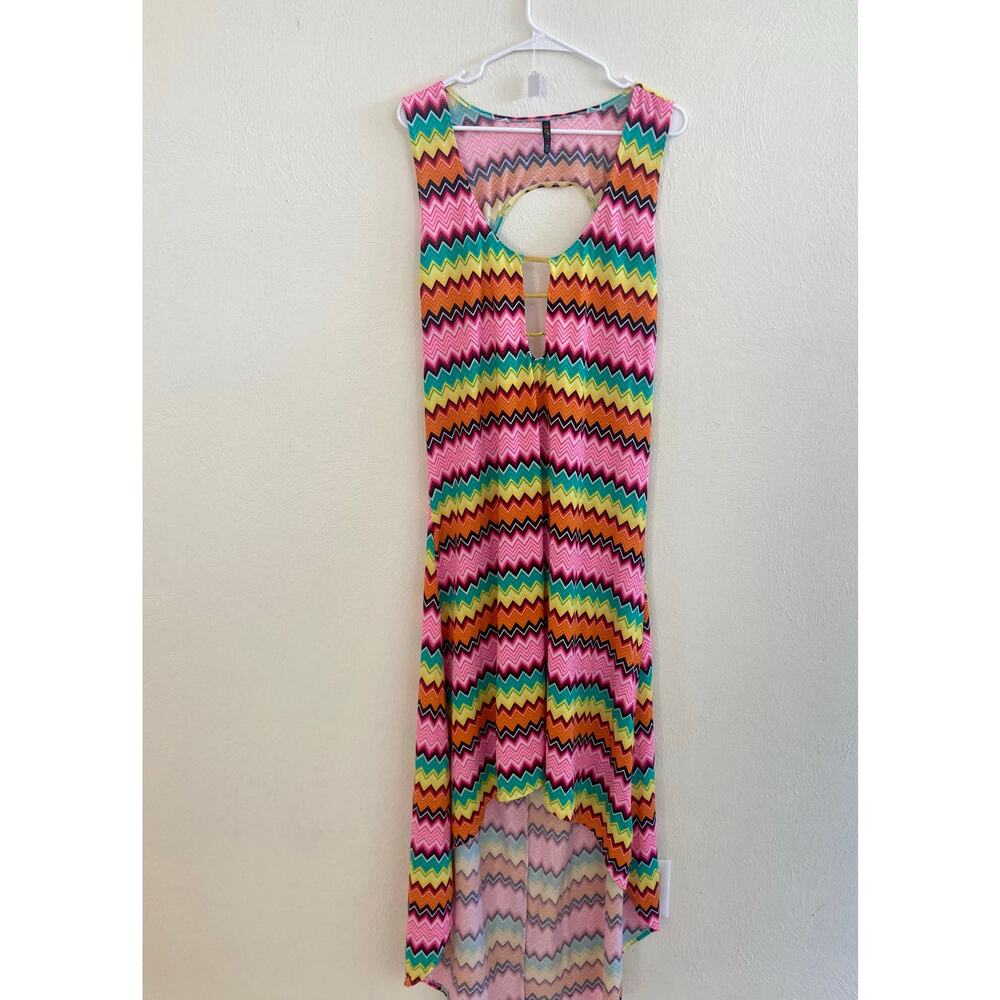 COOGI Vintage Plus Size Rare Zig Zag Maxi Dress Cover Up Chevron 2X Swimwear